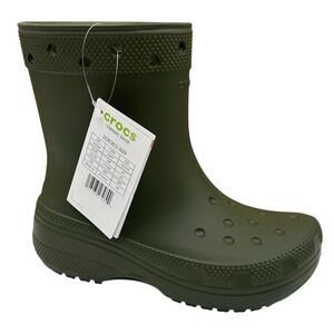 Crocs Youth Girls Boys Rain Boots Size 2/Women's Size 4 Army Green Waterproof